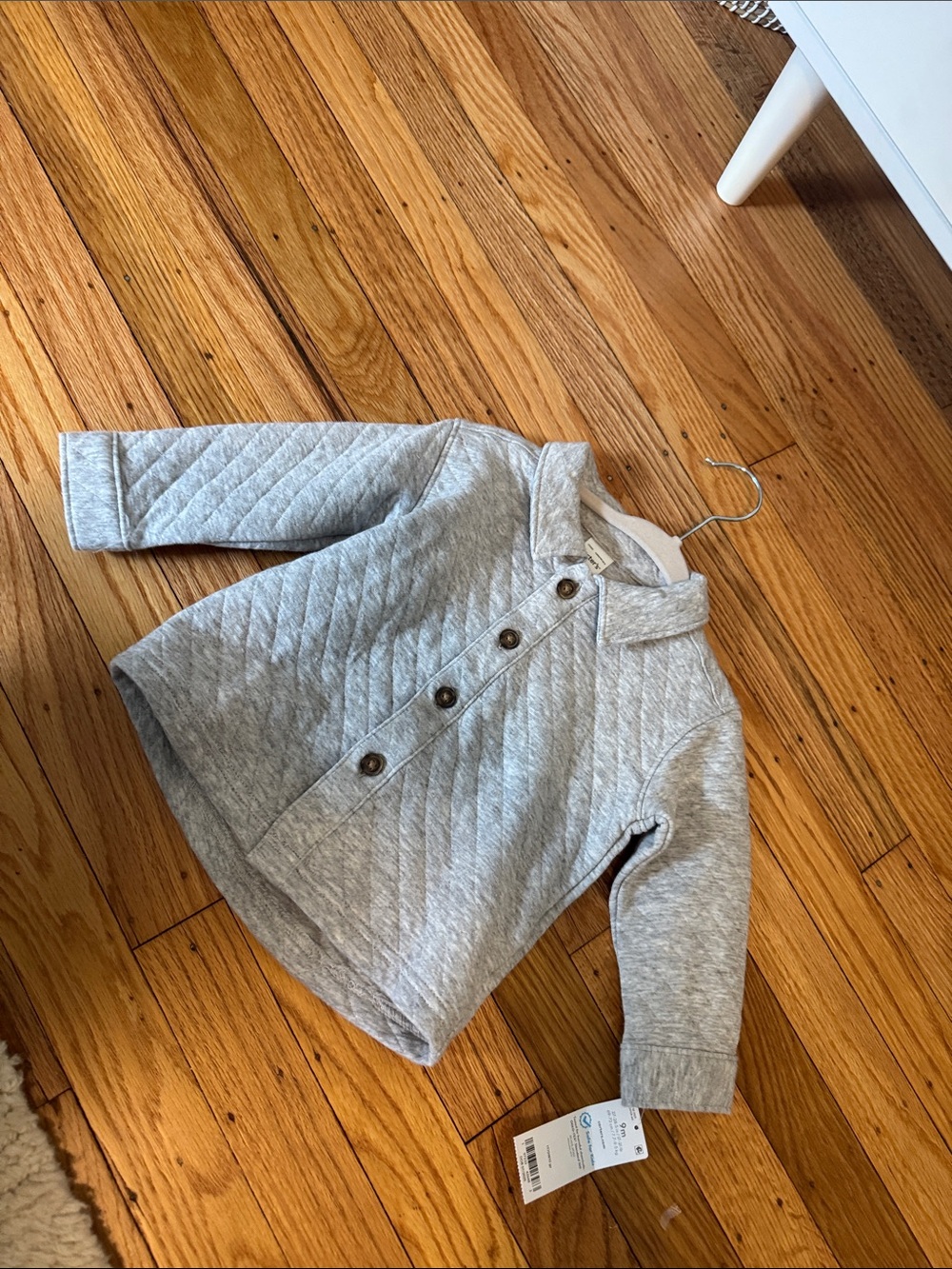 Baby Quilted Button-Front Jacket - Light Gray (9M)